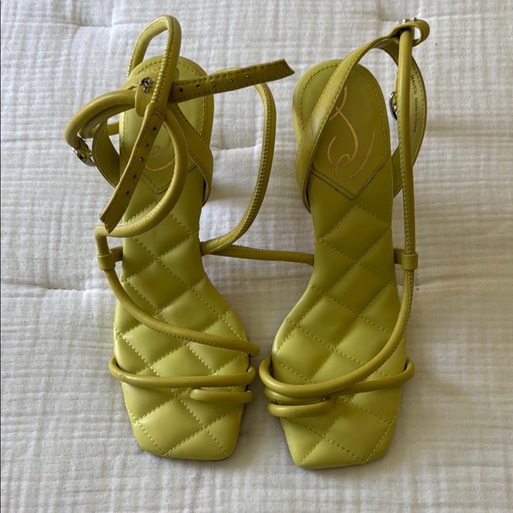 Maven West Yellow Stiletto Sandals with Ankle Strap